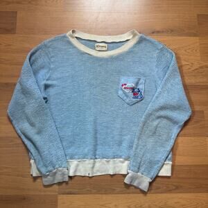 Women's Vintage 1970's Kittens by Katz Blue Thermal Cat Long Sleeve Shirt Sz S